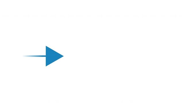 Blue arrow pointing right. White background with copy space. Object icon suggesting information.