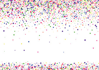 Purple Abstract Confetti Decoration. Celebrate Star Illustration. Blue Square Background. Element Dot Background. Yellow Isolated Circle.