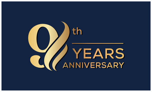 9 Years Anniversary Celebration. Anniversary Logo And Elegance Golden Color Isolated On Black Background, Vector Design