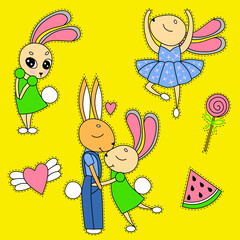vector art bunny stickers