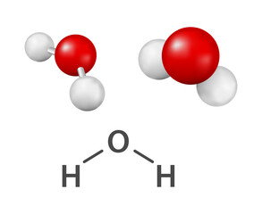 h2o water molecule 3d icon
