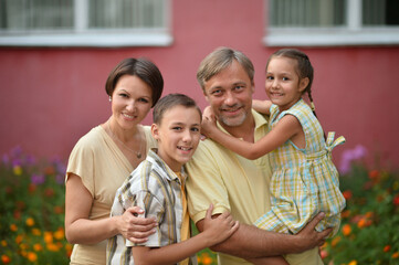 Happy family having fun outdoors