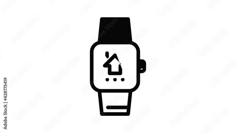 Poster smart watch icon animation outline best object on white background