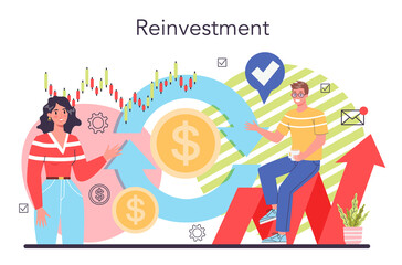 Profit reinvestment concept. Investing business profit in a new project