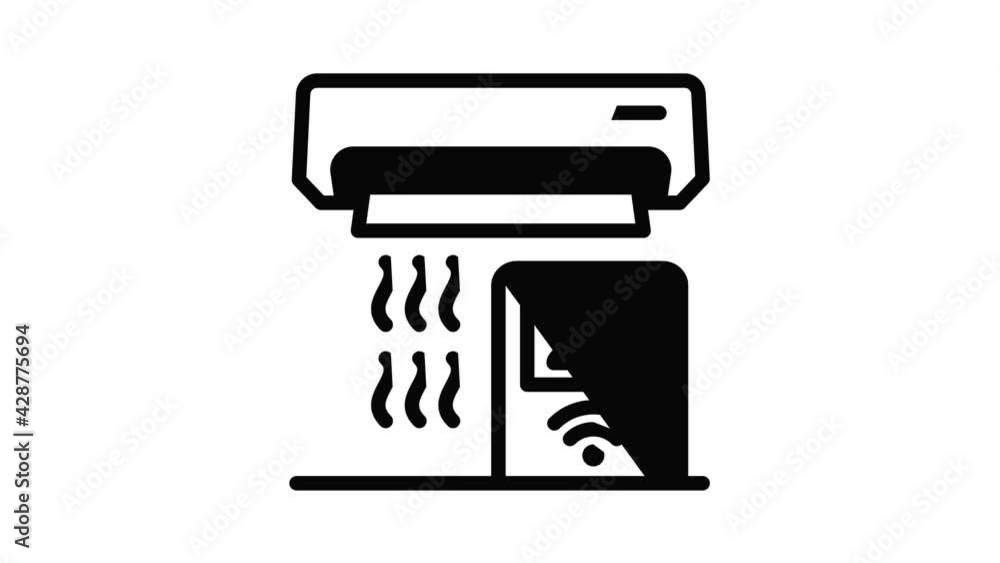 Poster conditioner control icon animation outline best object on white background