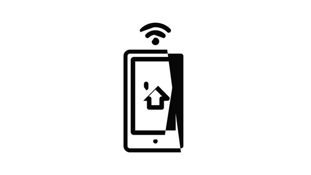 Smartphone house control icon animation outline best object on white background