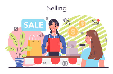 Selling process concept. Entrepreneurship organization. Idea of business