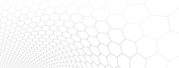 Technology vector abstract background with hexagons mesh, 3D abstraction of nanotechnology and science, electronics and digital style, wire net dimensional perspective.