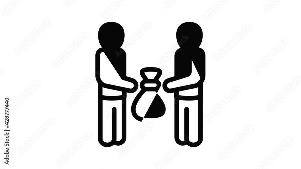 Poster two man bribery icon animation outline best object on white background
