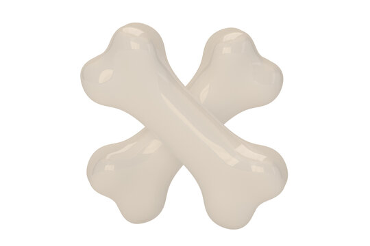 Crossed bone isolated on white background. 3D illustration.