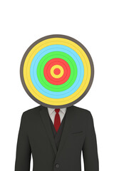 Aim target head businessman isolated on white background, 3D rendering. 3D illustration.