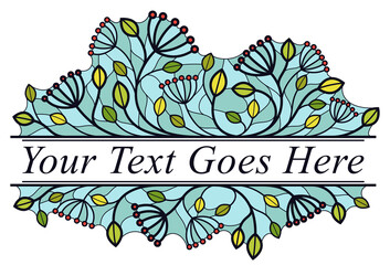 Beautiful linear floral vector design isolated on white, leaves and branches with berries elegant text divider border element for layouts, fashion style classical emblem, luxury vintage graphics.