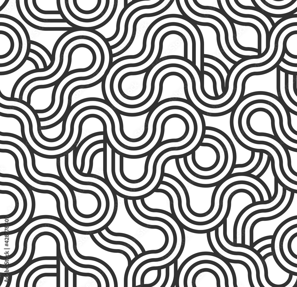 Poster stripy vector seamless pattern with woven lines, geometric abstract background, stripy net, optical 