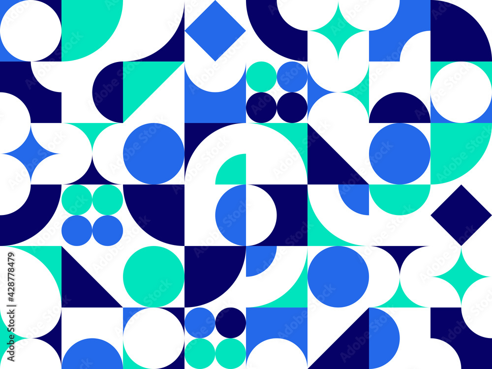 Poster abstract vector geometric seamless pattern, color simple geometric elements repeat tiles, wallpaper 