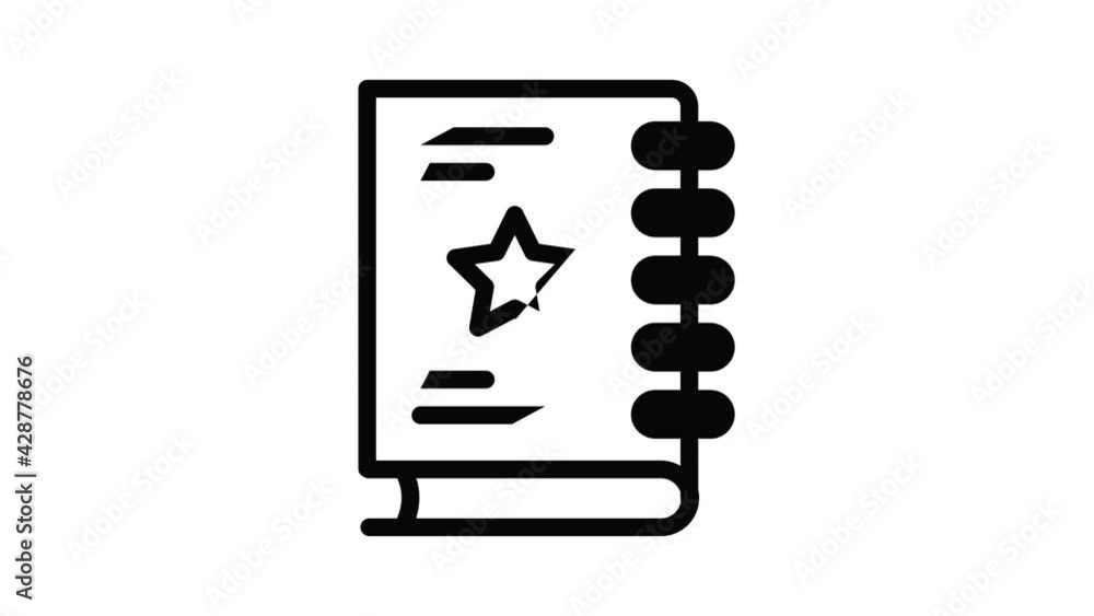 Poster sketch book icon animation outline best object on white background