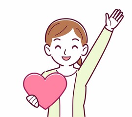 手にハートを持った人