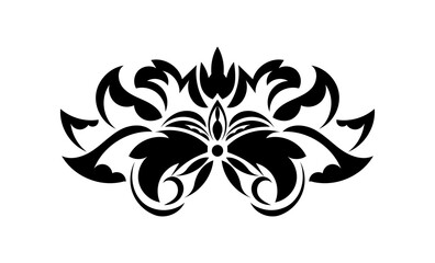 Vintage Baroque Victorian frame border monogram floral ornament. Tattoo black and white filigree calligraphic vector heraldic shield swirl