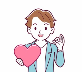 手にハートを持った人