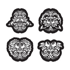 Set of vintage luxury monogram print in retro style. Vector illustration