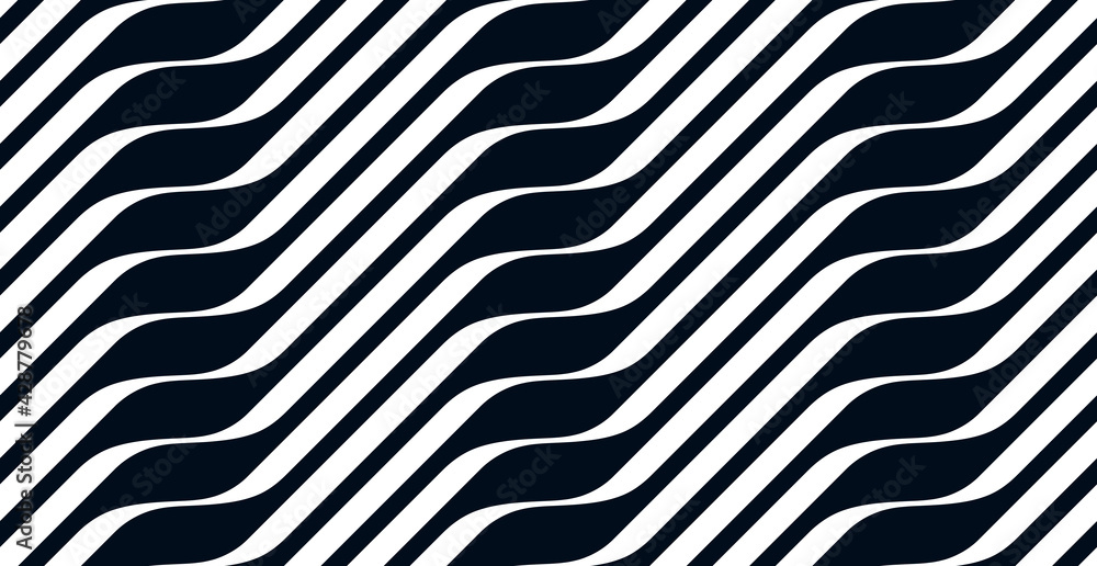 Poster geometric wavy lines seamless pattern vector, 3d dimensional endless background wallpaper design ima