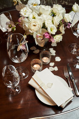 romantically decorated place of the guest in the restaurant