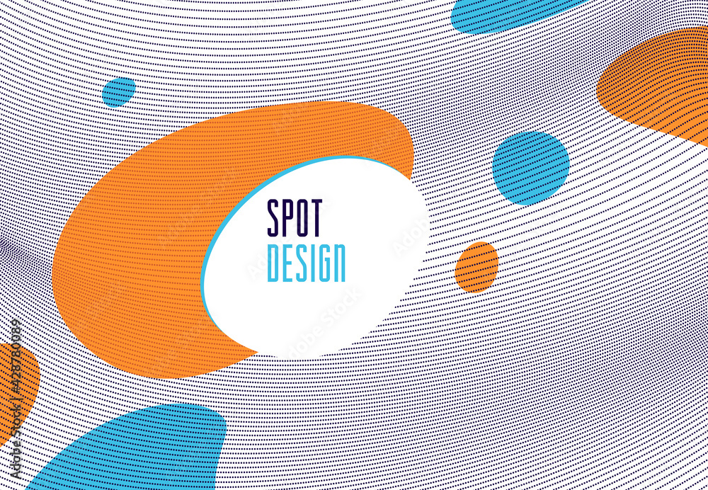 Poster dots mesh grid particles flow abstract vector background, modern trendy style dotted rhythmic abstra