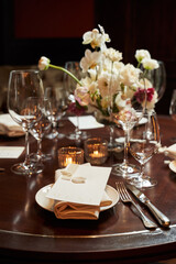place of the guest in the restaurant at the wedding