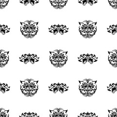 Fototapeta na wymiar Seamless black and white pattern with monograms in the Baroque style. Good for backgrounds, prints, apparel and textiles. Vector
