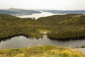 Obraz premium View on fjord and lake Bergen Norway
