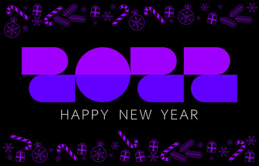 2022 Happy new year. Vector illustration. Dark New Year 2022. Vector illustration. 2022 new year. Happy new year design. Colorful holiday background for calendar or web banner. 2022 celebration