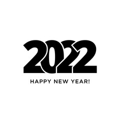 Happy New Year 2022 logo text design. Vector modern geometric minimalistic text with black numbers. Isolated on white background. Concept design. The Year Of The Black Water Tiger