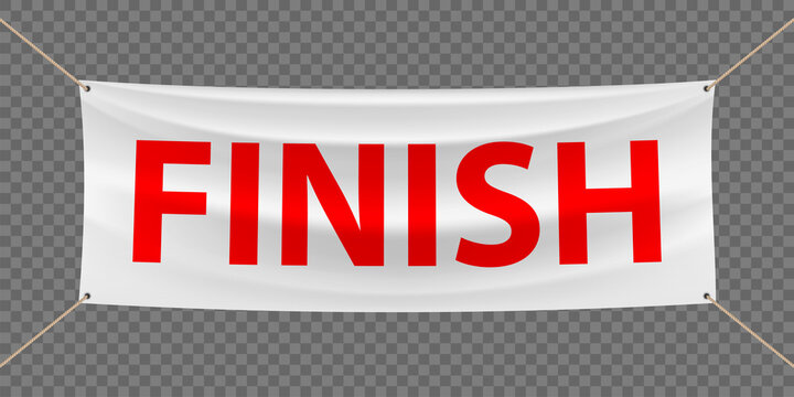 Red finish banner. Template isolated on a transparent background