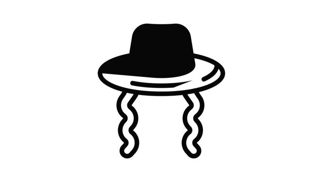 Jewish hat icon animation outline best object on white background