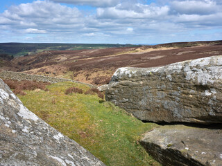 Views from and at rocky outcrop above Fosse Gill