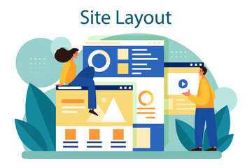 Website layout concept. Web development, mobile app design