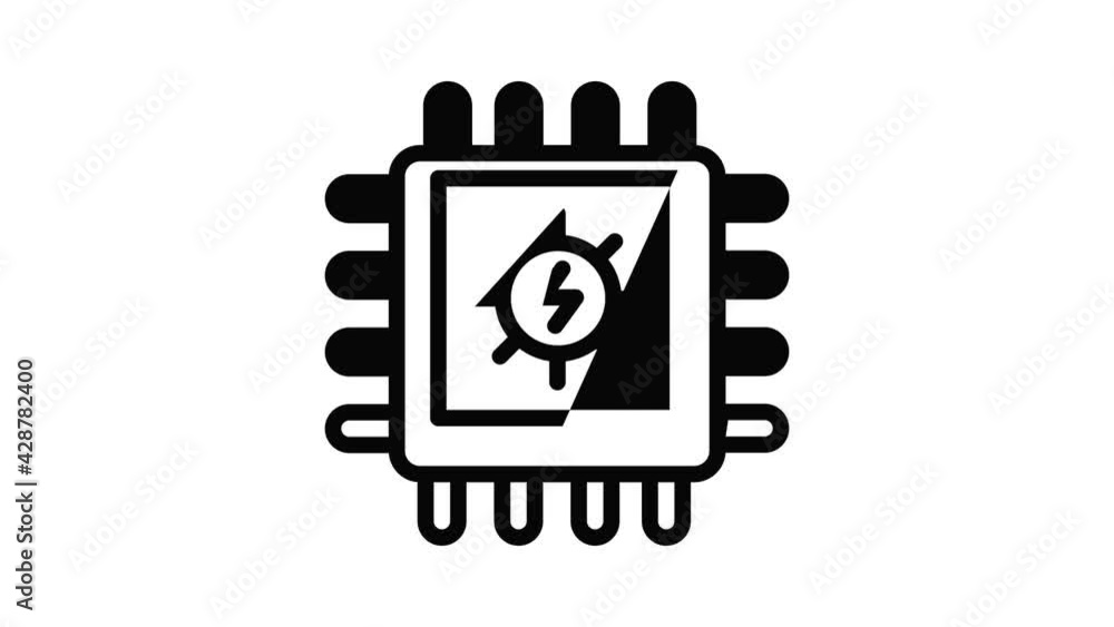 Poster solar energy processor icon animation outline best object on white background