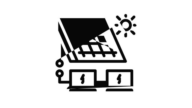 Solar panel energy solution icon animation outline best object on white background
