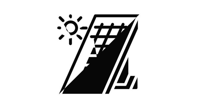 Solar panel energy icon animation outline best object on white background