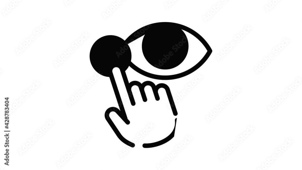 Poster touch eye icon animation outline best object on white background