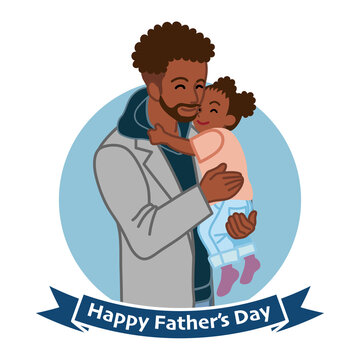 Father embracing a child, african - Father's day clip art