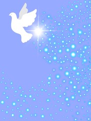 Cartolina bella con la colomba bianca. Pasqua 