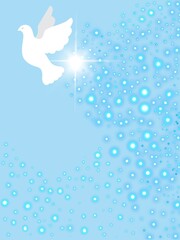 Cartolina bella con la colomba bianca. Pasqua 