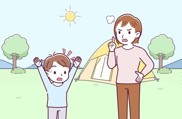 母親と小さな男の子