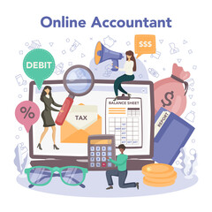 Accountant online service or platform. Professional bookkeeper.