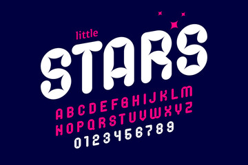 Fototapeta na wymiar Kids style Little Stars font, childish typography design, alphabet letters and numbers