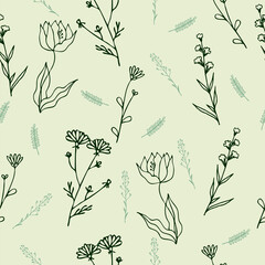 seamless flover pattern on a light green background