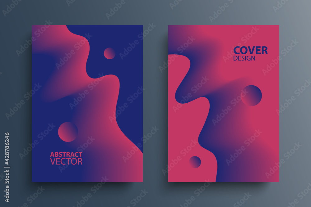 Poster Brochure cover templates with abstract gradient design elements. Futuristic abstract background with soft wave shapes and fluid colors for your graphic design. Vector illustration.