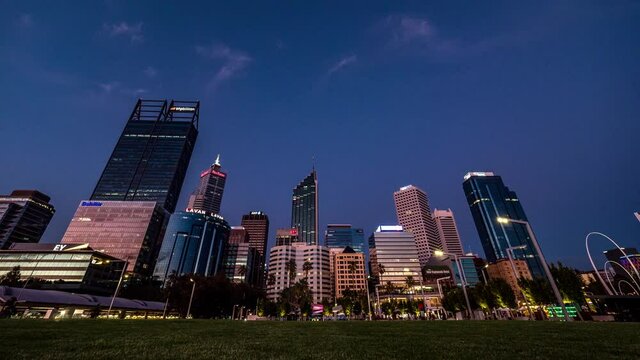 time lapse of perth skyline during sunset