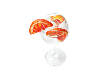 Glass of cocktail with grapefruit isolated on white background