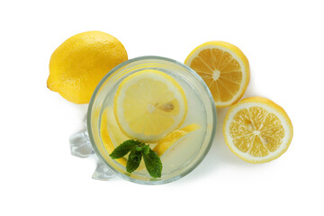 Glass of lemonade isolated on white background